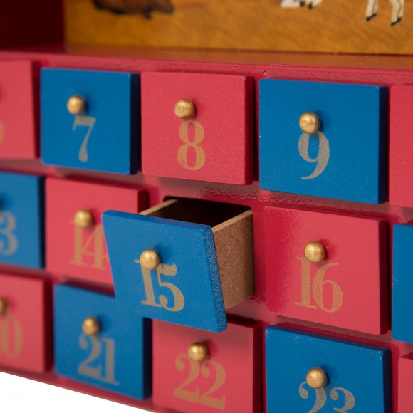 Glitzhome Glitzhome Handcrafted Wooden House Nativity Countdown Calendar With Drawer