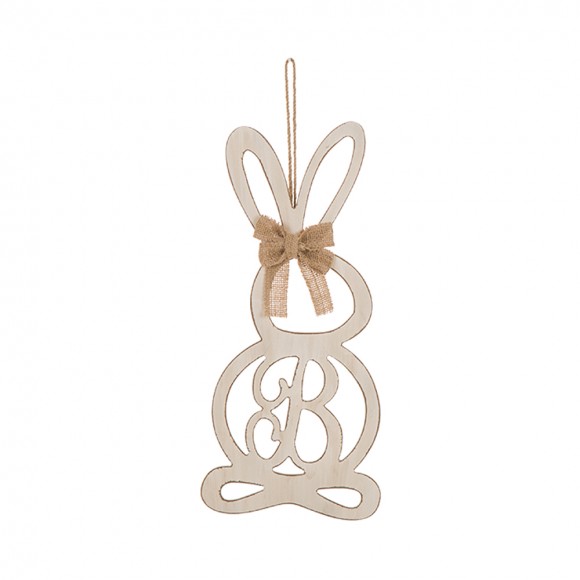 glitzhome Glitzhome Handcrafted Wooden Monogram "B" Bunny Wall Hanging Sign