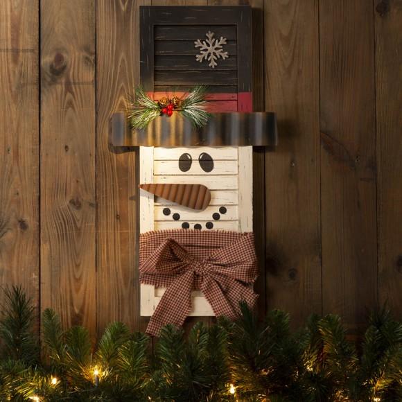 Glitzhome Glitzhome Handcrafted Wooden Snowman Shutter Christmas Decor