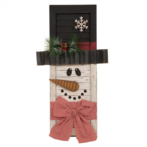 glitzhome Glitzhome Handcrafted Wooden Snowman Shutter Christmas Decor