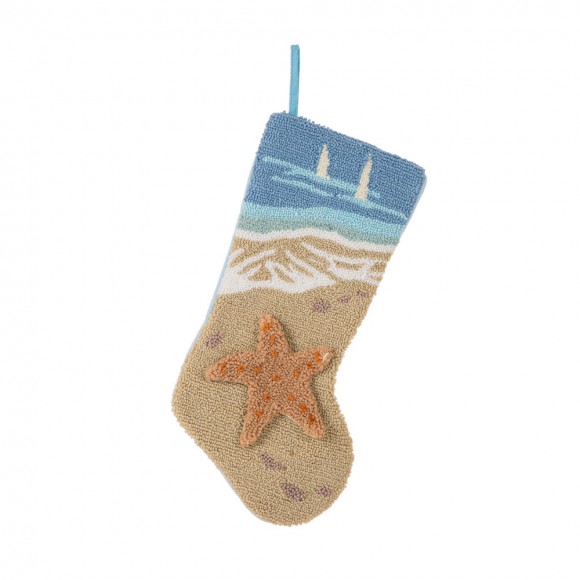 glitzhome Glitzhome Handmade Hooked 3D Starfish Christmas Stocking