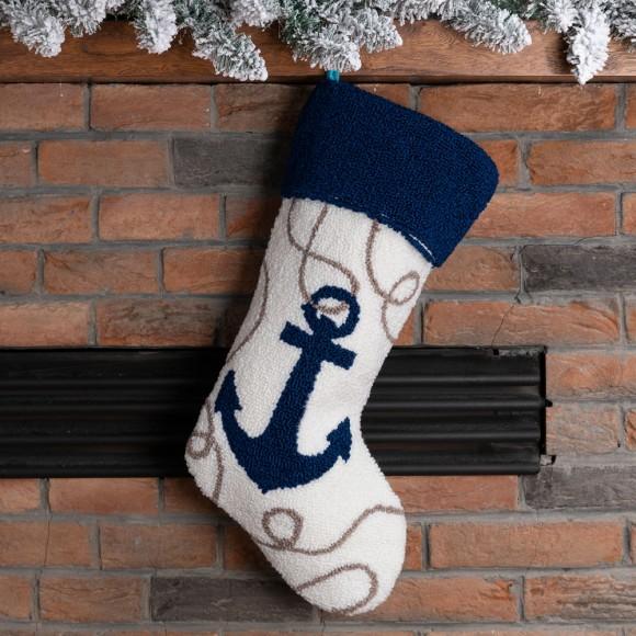 Glitzhome Glitzhome Handmade Nautical Hooked Anchor Christmas Stocking