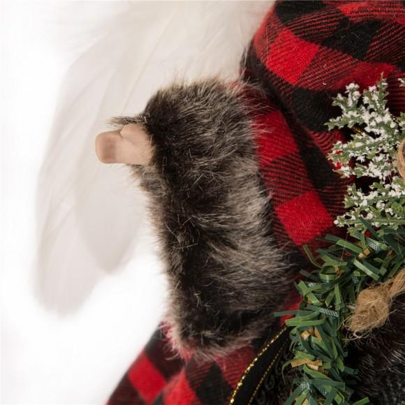 Glitzhome Glitzhome Handmade Plaid Angel Christmas Treetop Ornament Decoration 12" H - Red & Black