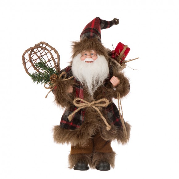 Glitzhome Glitzhome Handmade Plaid Santa Claus Figure Christmas Decoration Ornaments Holiday Decor 12-inch