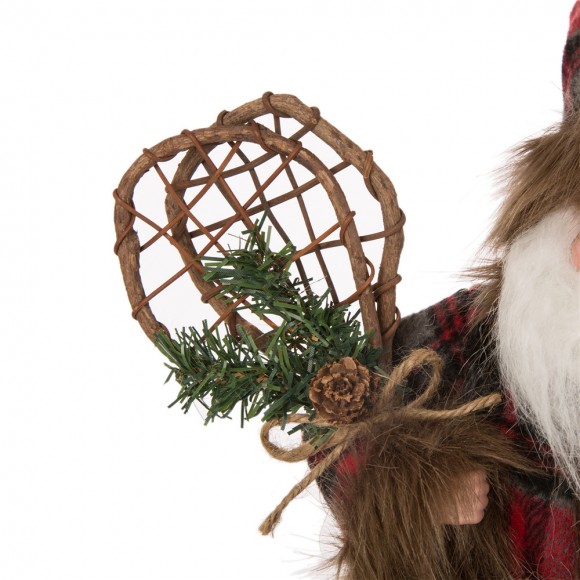 Glitzhome Glitzhome Handmade Plaid Santa Claus Figure Christmas Decoration Ornaments Holiday Decor 12-inch