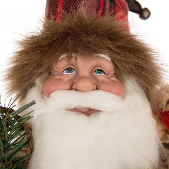 Glitzhome Glitzhome Handmade Plaid Santa Claus Figure Christmas Decoration Ornaments Holiday Decor 18-inch