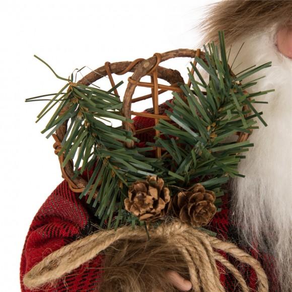 Glitzhome Glitzhome Handmade Plaid Santa Claus Figure Christmas Decoration Ornaments Holiday Decor 18-inch