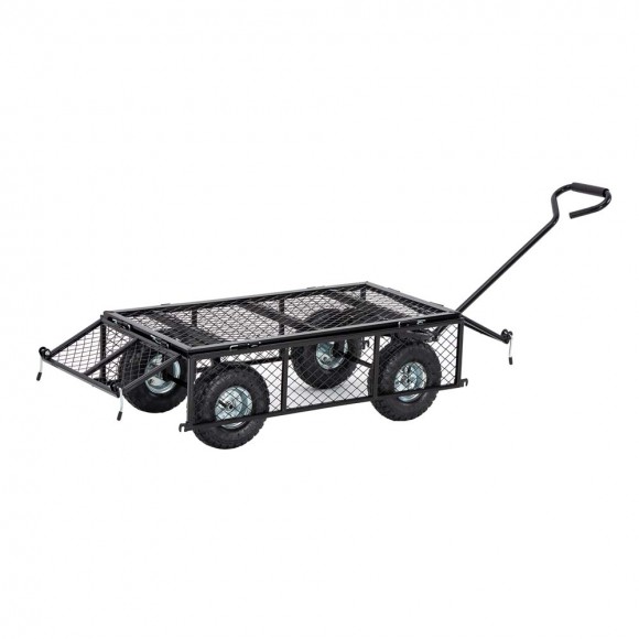 Glitzhome Glitzhome Heavy Duty Black Steel Utility Garden Cart 550 Lbs Weight Capacity