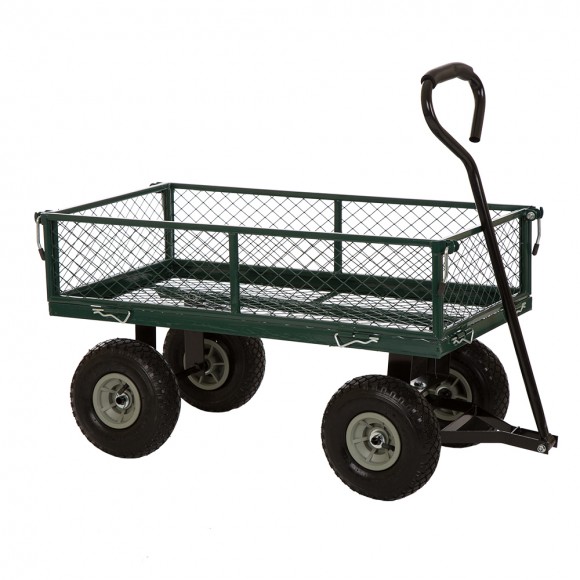 glitzhome Glitzhome Heavy Duty Green Steel Utility Garden Cart 550 lbs Weight Capacity