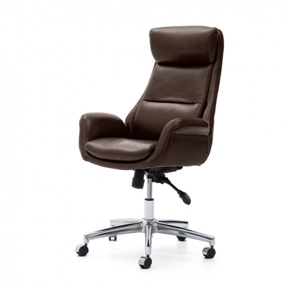 glitzhome Glitzhome High-Back Adjustable Bonded Leather Executive Swivel Office Chair Coffee