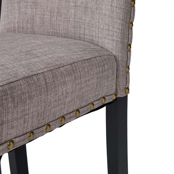 Glitzhome Glitzhome High-Back Gray Fabric Upholstered Dining Chair With Studded Decor Set Of 2