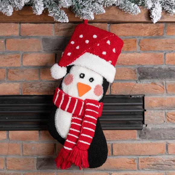 Glitzhome Glitzhome Hooked 3D Penguin Christmas Stocking 1 Piece