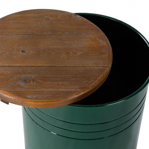 Glitzhome Glitzhome Hunter Green Modern Metal Storage Accent Table Or Stool With Solid Wood Lid Set Of 2