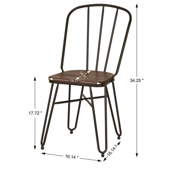 Glitzhome Glitzhome Industrial Steel Hairpin Leg Chair With Elm Wood Seat Set Of 2