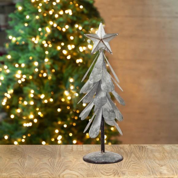 Glitzhome Glitzhome Iron Galvanized Christmas Tree Table Decor 14.5"H