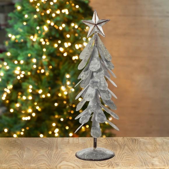Glitzhome Glitzhome Iron Galvanized Christmas Tree Table Decor 18"H