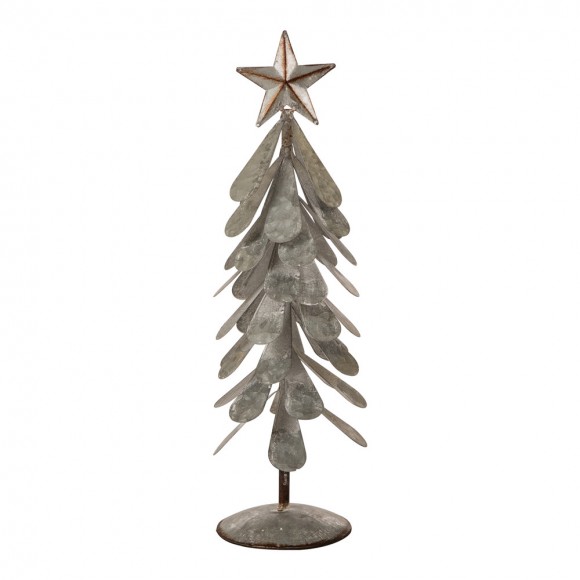 glitzhome Glitzhome Iron Galvanized Christmas Tree Table Decor 18"H