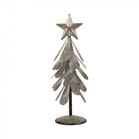 glitzhome Glitzhome Iron Galvanized Christmas Tree Table Decor 14.5"H