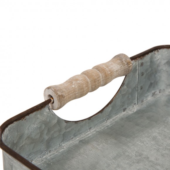 Glitzhome Glitzhome Iron Rect Galvanized Tray Harvest Decor Set Of 2