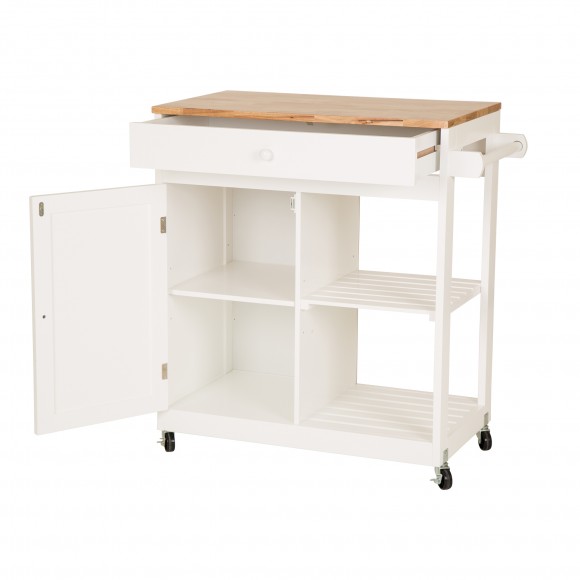 Glitzhome Glitzhome Kitchen Cart With Drawer Door Rubber Wooden Kitchen Island Storage Table