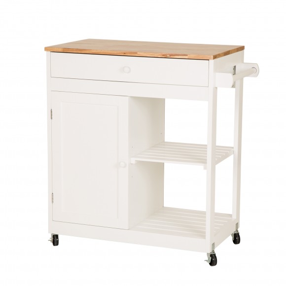 glitzhome Glitzhome Kitchen Cart with Drawer Door Rubber Wooden Kitchen Island Storage Table