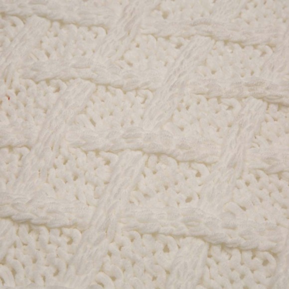 Glitzhome Glitzhome Knitted Polyester White Pillow Cover With Red Trim & Pompom