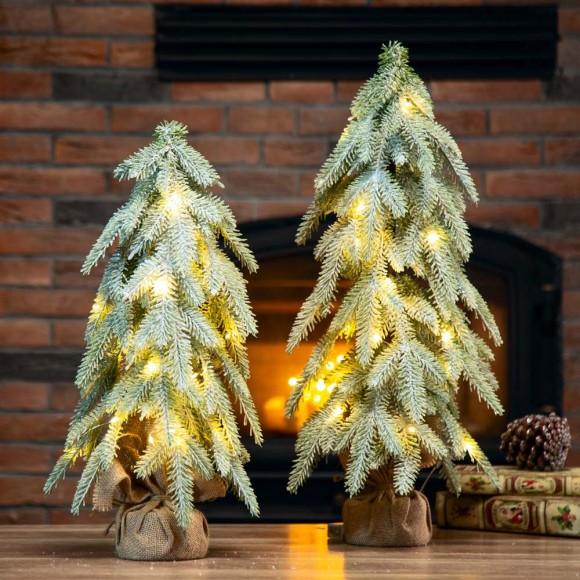 Glitzhome Glitzhome Lighted Frosted Artificial Table Tree Set Of 2