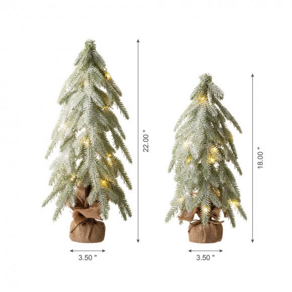 Glitzhome Glitzhome Lighted Frosted Artificial Table Tree Set Of 2