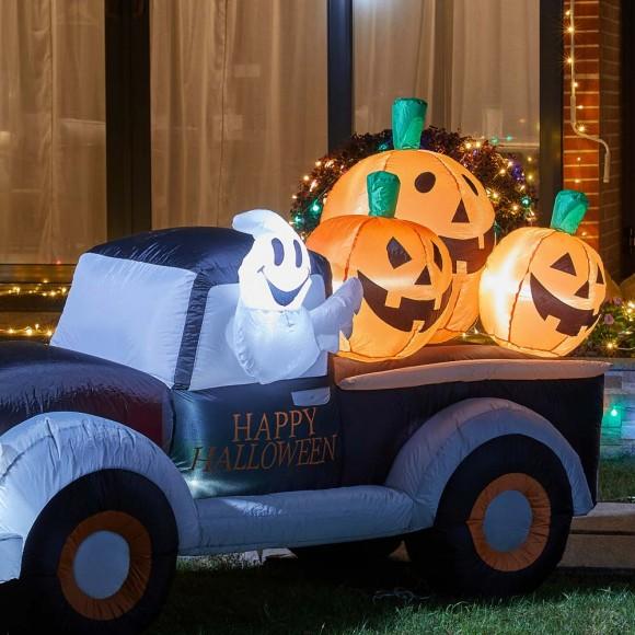 Glitzhome Glitzhome Lighted Inflatable Truck With Jack-O-Lantern Pumpkins Decor