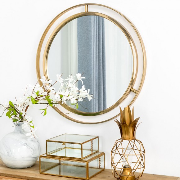 Glitzhome Glitzhome Makeup Mirror 24"D Deluxe Round Gold Wall Mirror