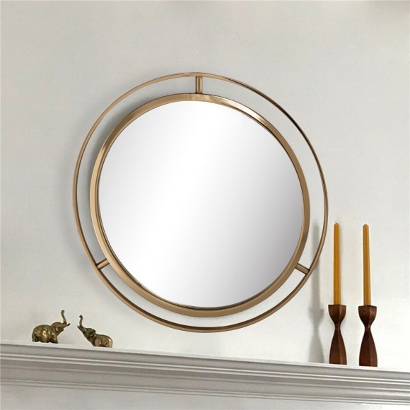 Glitzhome Glitzhome Makeup Mirror 24"D Deluxe Round Gold Wall Mirror