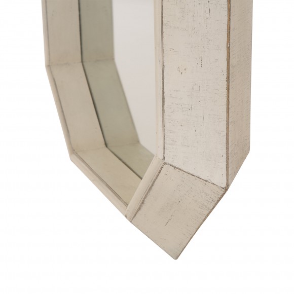 Glitzhome Glitzhome Makeup Mirror 34.25"H Farmhouse Washed White Octagon Wood Mirror