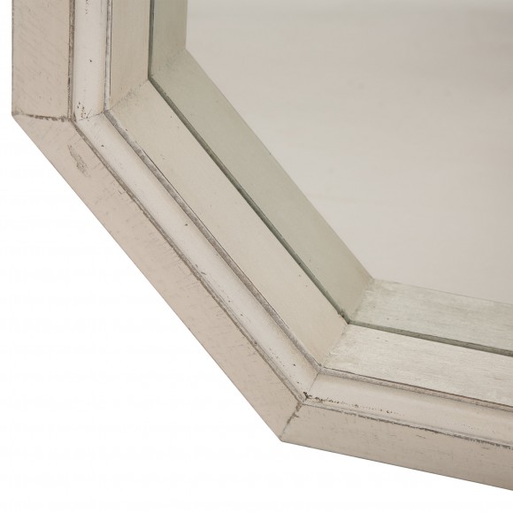 Glitzhome Glitzhome Makeup Mirror 34.25"H Farmhouse Washed White Octagon Wood Mirror