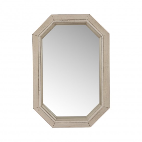 glitzhome Glitzhome Makeup Mirror 34.25"H Farmhouse Washed White Octagon Wood Mirror