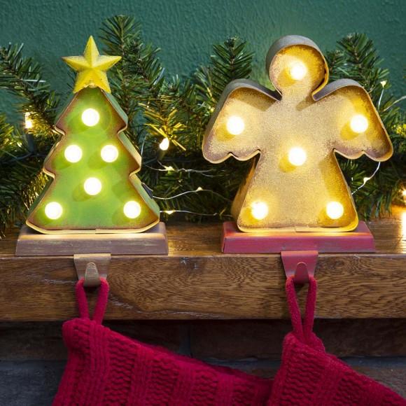 Glitzhome Glitzhome Marquee LED Angel& Tree Stocking Holder Set Of 2