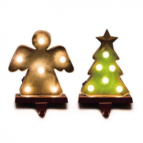 glitzhome Glitzhome Marquee LED Angel& Tree Stocking Holder Set of 2