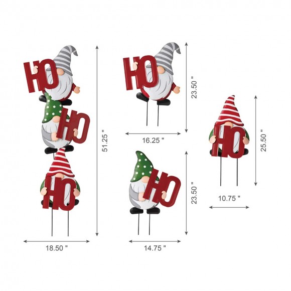 Glitzhome Glitzhome Metal "HOHOHO" Gnome Stake Or Wall Décor (Two Functions)