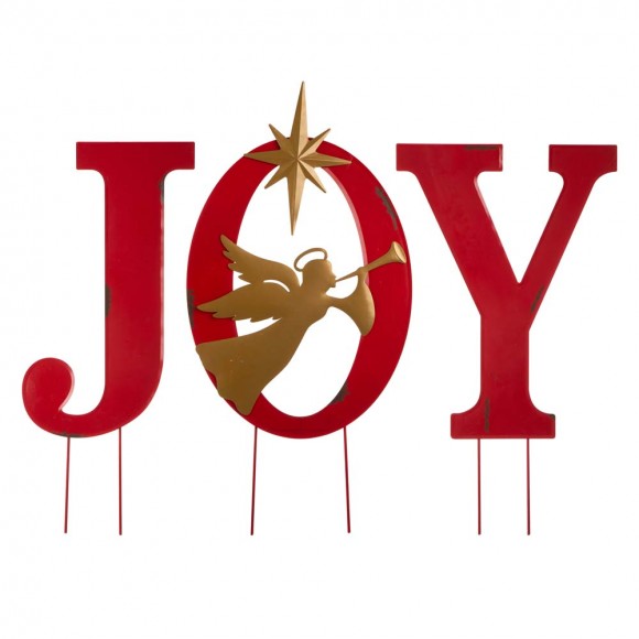 glitzhome Glitzhome Metal "JOY" Angel Yard Stake or Wall Décor or Standing Decor Set of 3