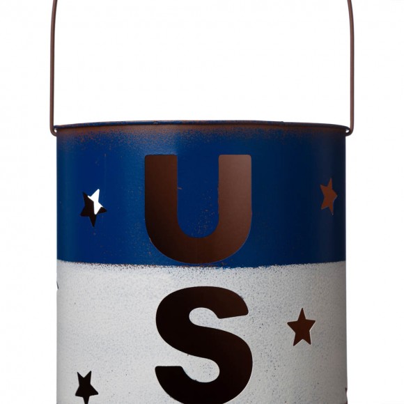 Glitzhome Glitzhome Metal Patriotic Bucket Lantern Set Of 2