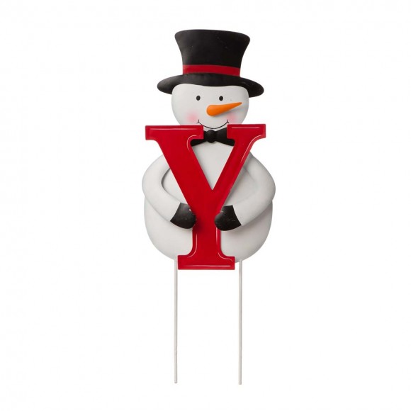 Glitzhome Glitzhome Metal Vertical Or Horizontal "JOY" Snowman Family Yard Stake Set Of 3