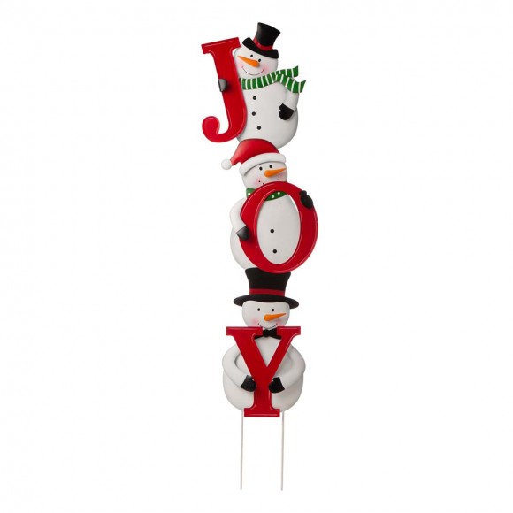 glitzhome Glitzhome Metal Vertical or Horizontal "JOY" Snowman Family Yard Stake Set Of 3