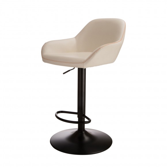 Glitzhome Glitzhome Mid-Century Coconut Milk White Leatherette Gaslift Adjustable Swivel Bar Stool Set Of 2