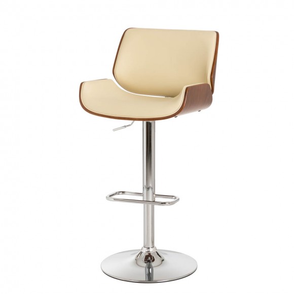 glitzhome Glitzhome Mid-century Leather Modern Beige Adjustable Height Swivel Bar Stool