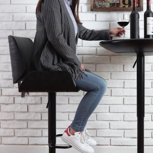 Glitzhome Glitzhome Mid-century Modern Black Adjustable Gaslift Swivel Bar Stool