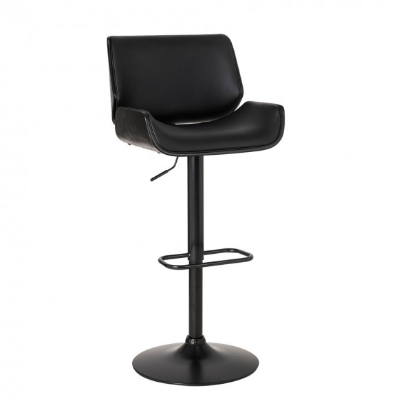Glitzhome Glitzhome Mid-century Modern Black Adjustable Gaslift Swivel Bar Stool