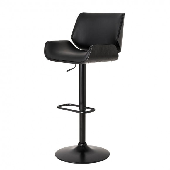glitzhome Glitzhome Mid-century Modern Black Adjustable Gaslift Swivel Bar Stool