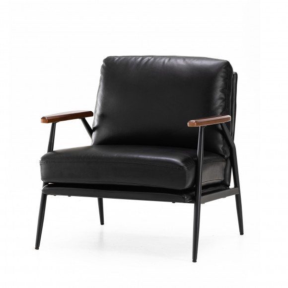 glitzhome Glitzhome Mid-century Modern Black Leatherette Accent Armchair