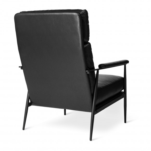 Glitzhome Glitzhome Mid-Century Modern Black Leatherette Armchair With High Back And Padded Arms