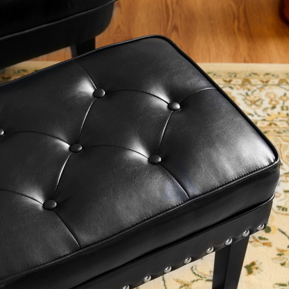 Glitzhome Glitzhome Mid-century Modern Black Leatherette Button-tufted Accent Stool