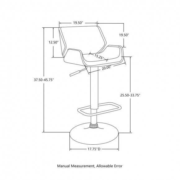 Glitzhome Glitzhome Mid-century Modern Black PU And Walnut Bentwood Adjustable Height Swivel Bar Stool
